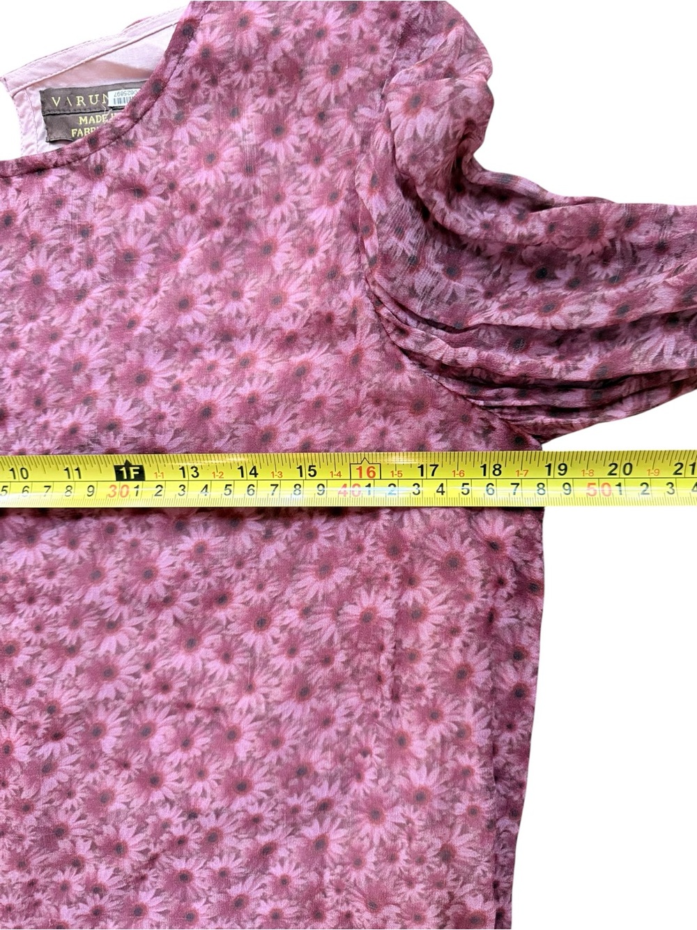 Varun Bahl Pink Floral Ruffle Sleeve Tunic Dress XS Petite Boho India Lined - Picture 3 of 8